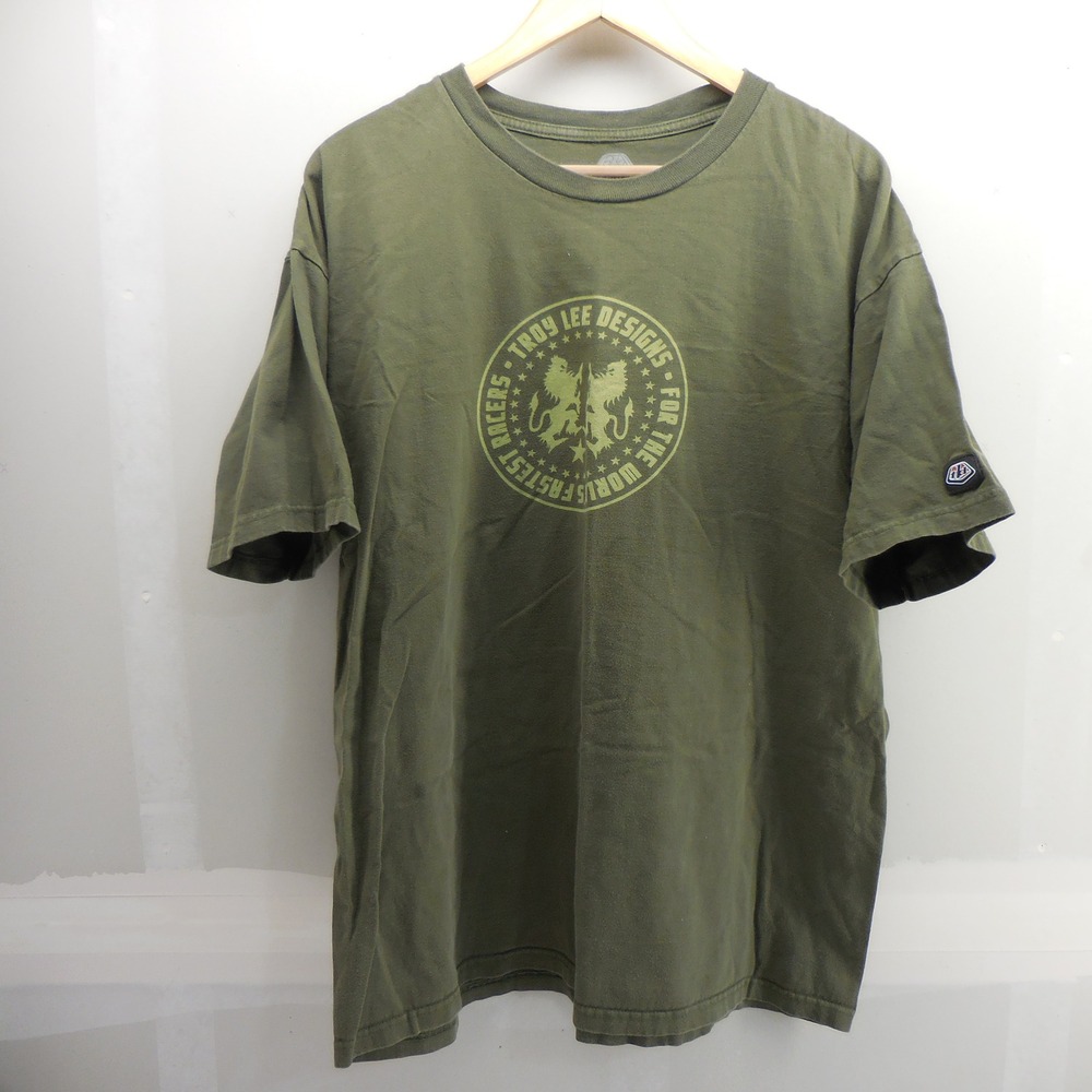 Troy Lee Designs Mens XXL Olive Green Graphic Shirt Worlds Fastest Racers Cotton
